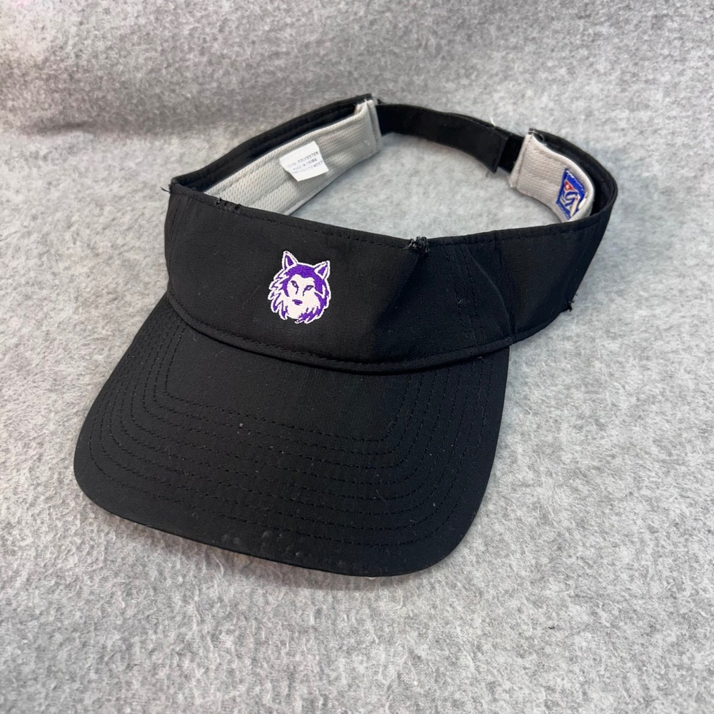 Wolf Logo Mens Black The Game Sun Visor Adjustable Embroidered OSFM